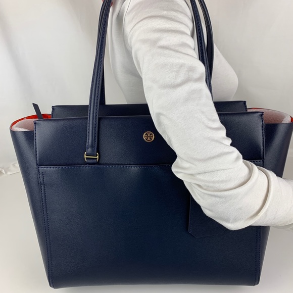 New Tory Burch Parker Navy Leather Tote 37169 - Picture 3 of 8
